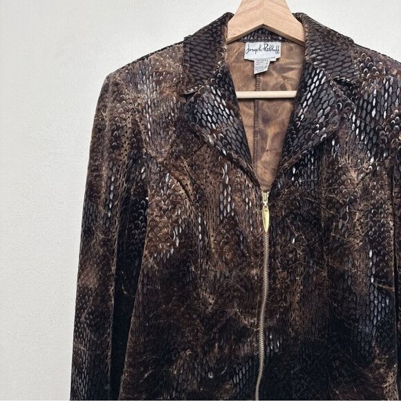 Joseph Ribkoff Vintage Womens 8 Velvet Snake Skin Blazer Full Zip - Picture 9 of 14